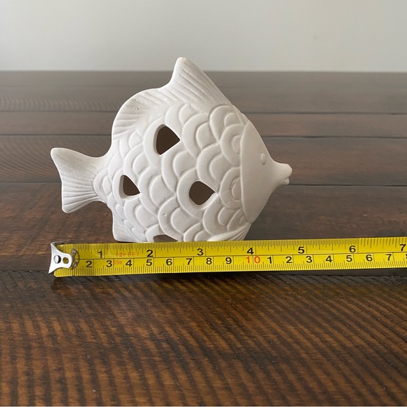 Set of 2 Light-up Ceramic Fish for Nautical Decor Customizable/ Paintable - Picture 10 of 13